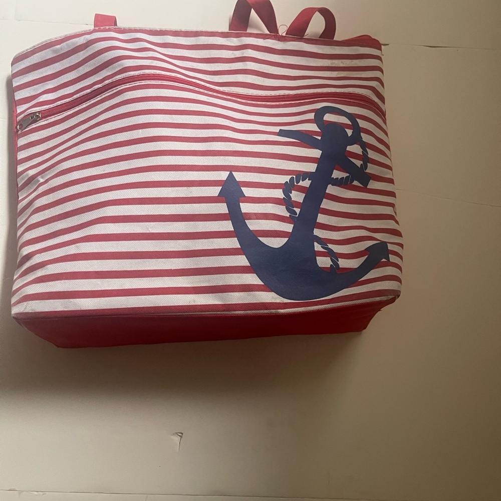 Nautical Striped Tote with Anchor